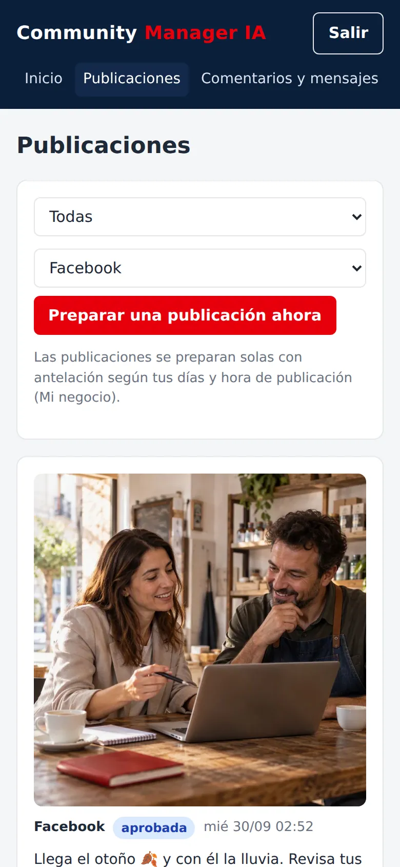 Publicaciones en un móvil